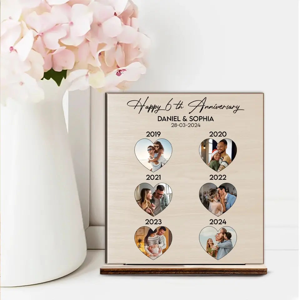 Happy Anniversary 6 Years Personalized Plaque