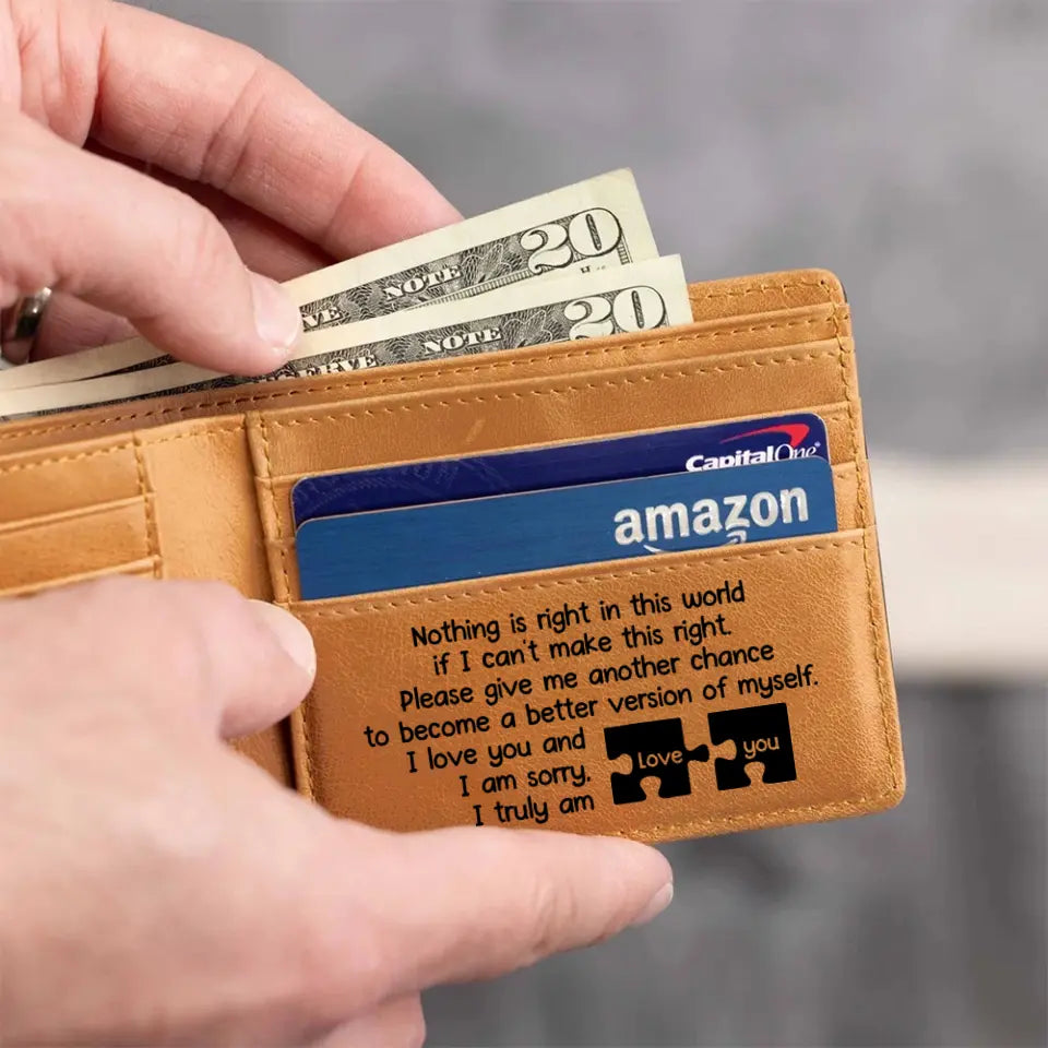 Apology/Sorry Gift for Husband Boyfriend Engraved Leather Wallet
