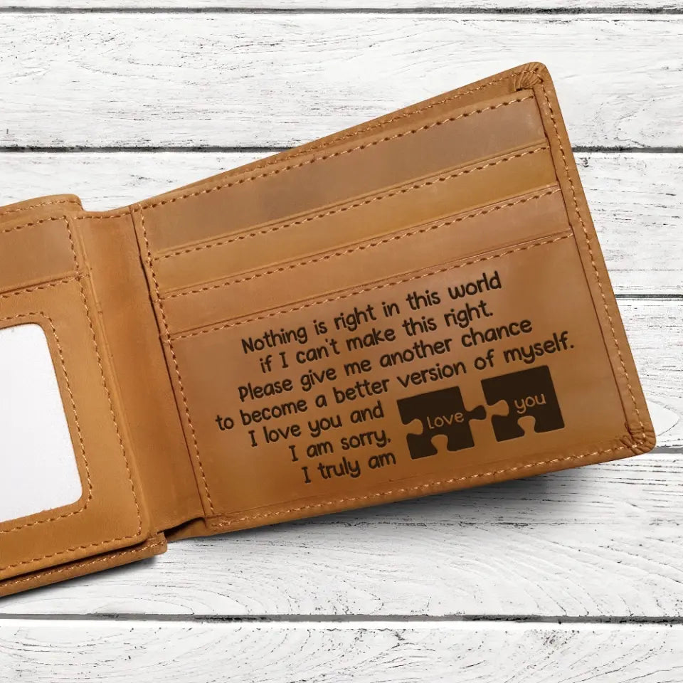 Apology/Sorry Gift for Husband Boyfriend Engraved Leather Wallet