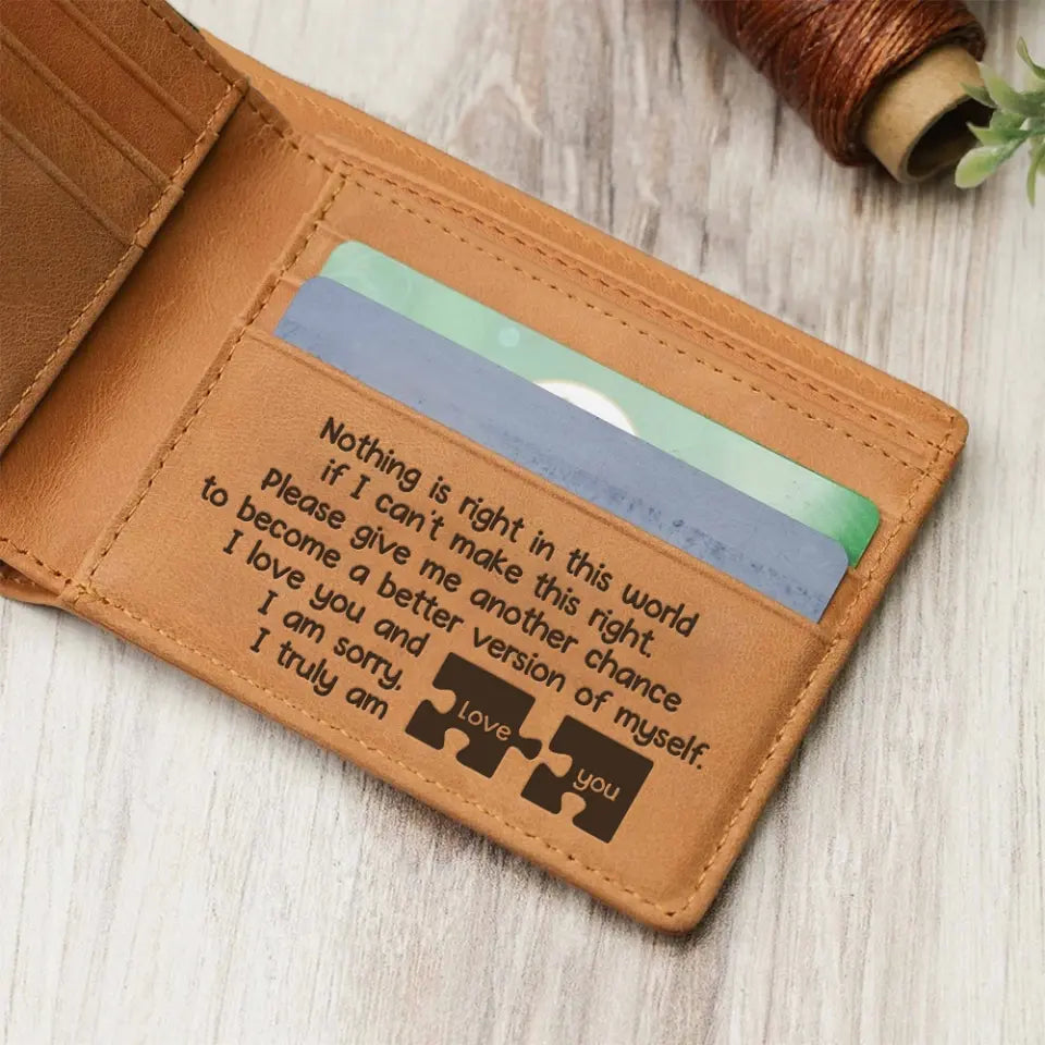 Apology/Sorry Gift for Husband Boyfriend Engraved Leather Wallet