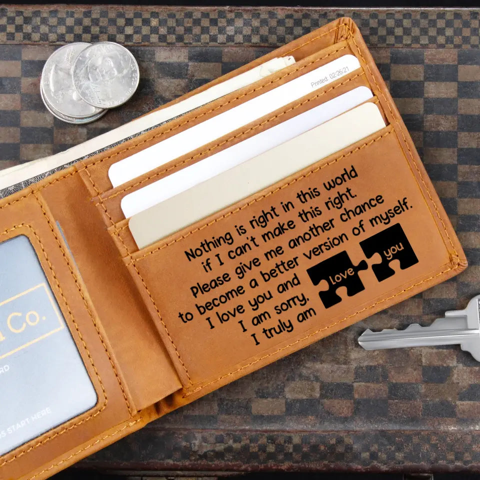 Apology/Sorry Gift for Husband Boyfriend Engraved Leather Wallet