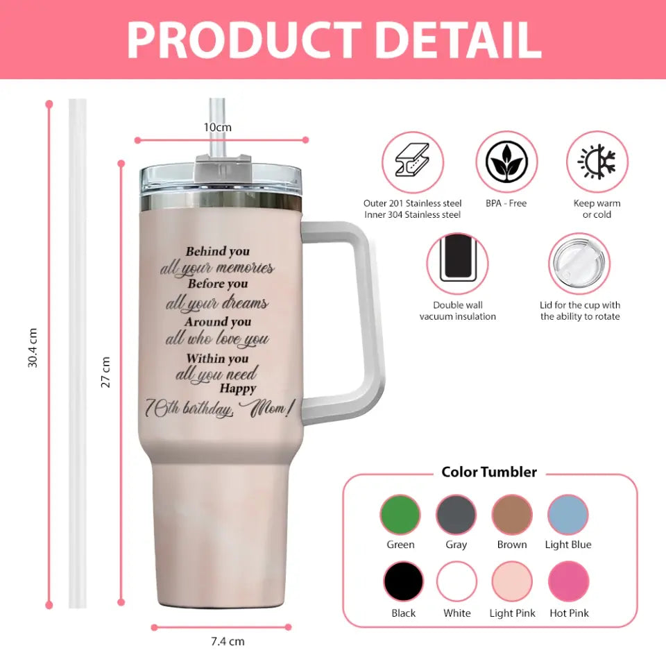 Making the World Better Place 1954 70th Birthday 40oz Tumbler Gift for Mom