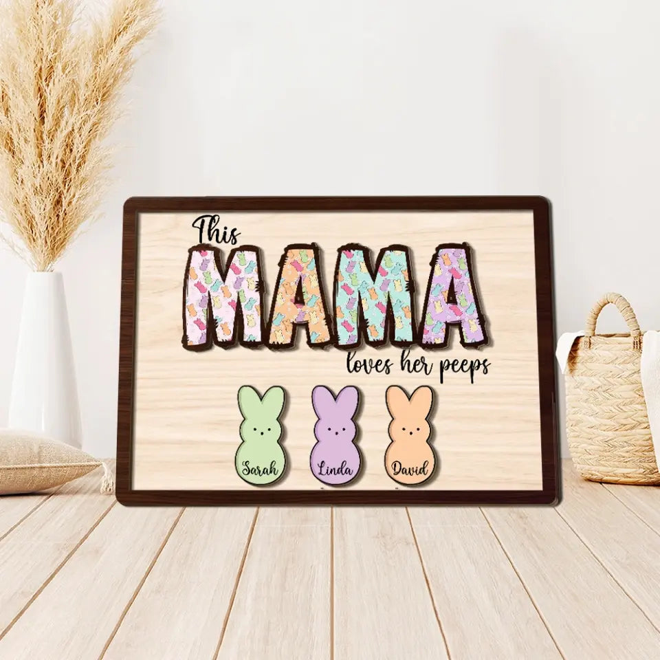 This Mama Loves Her Peeps Custom Wooden Art Easter Gift For Mom