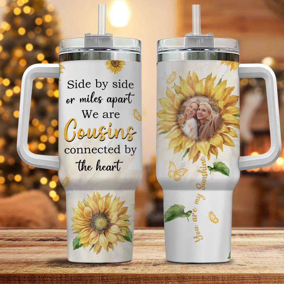 Cousins Connected by the Heart Personalized Photo 40oz Tumbler
