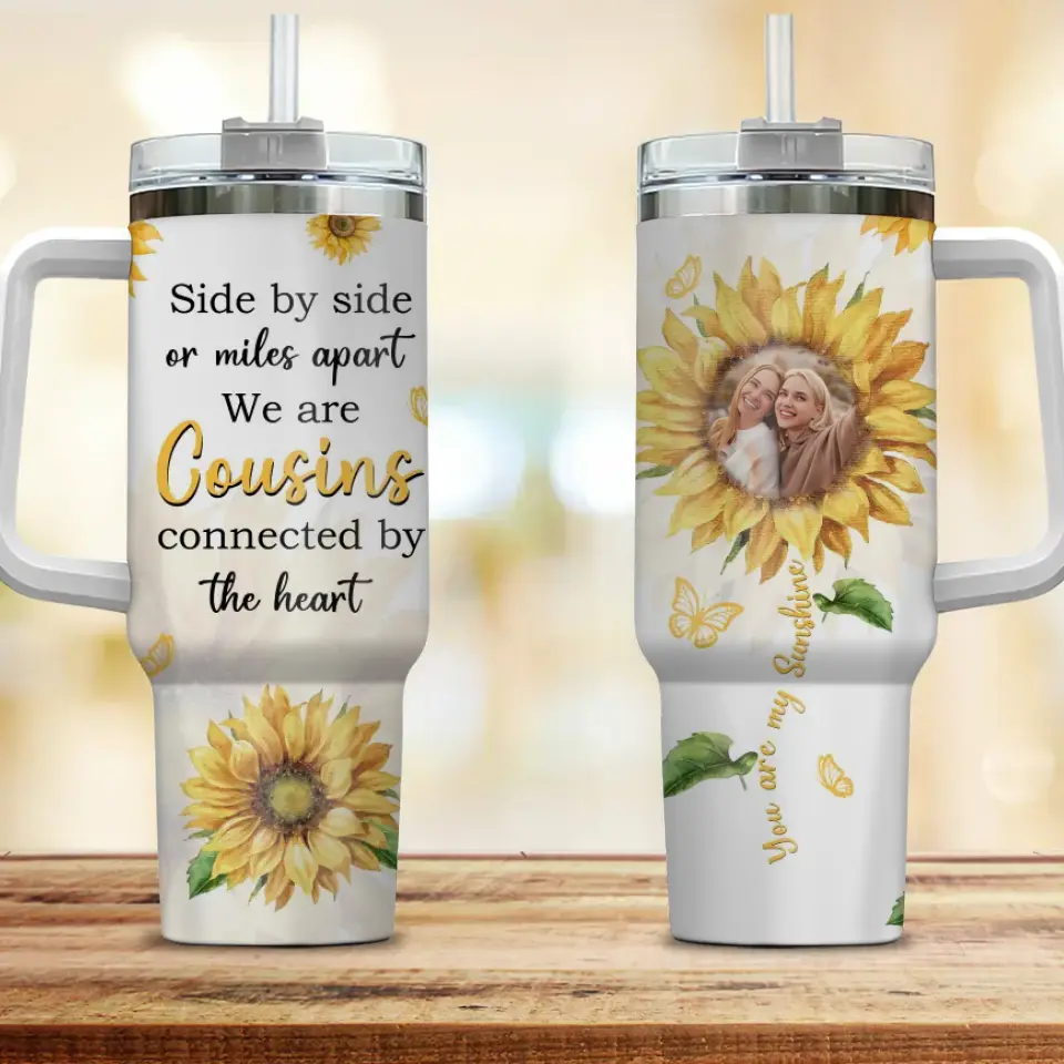 Cousins Connected by the Heart Personalized Photo 40oz Tumbler