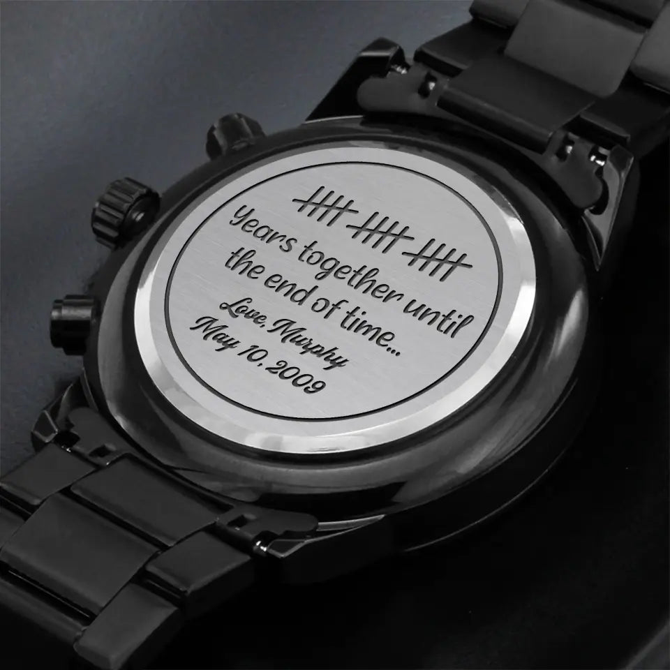 15th Anniversary Gift for Him Husband Engraved Stainless Steel Watch