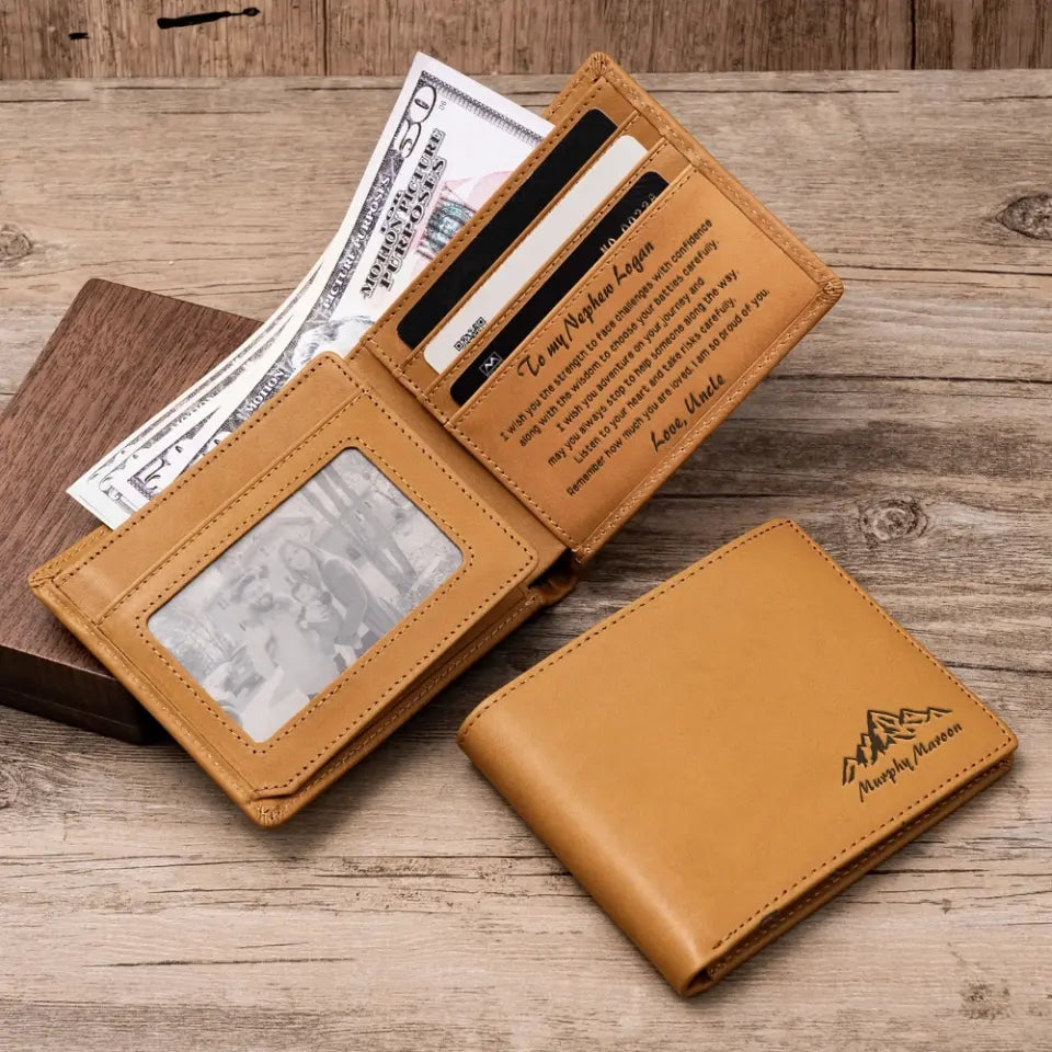 To My Nephew I Am So Proud Of You Personalized Leather Wallet