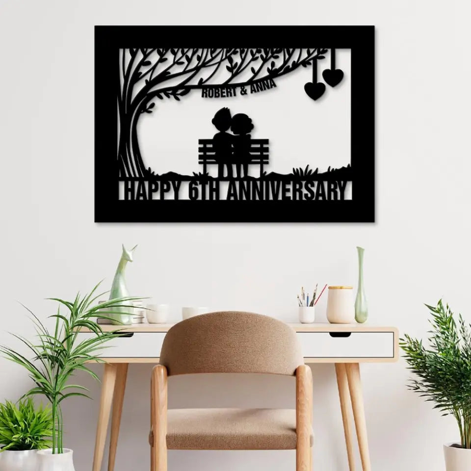 Personalized Valentine Gifts - 4th Anniversary Gift for Her Him Cut Metal Sign Best Couple Gifts