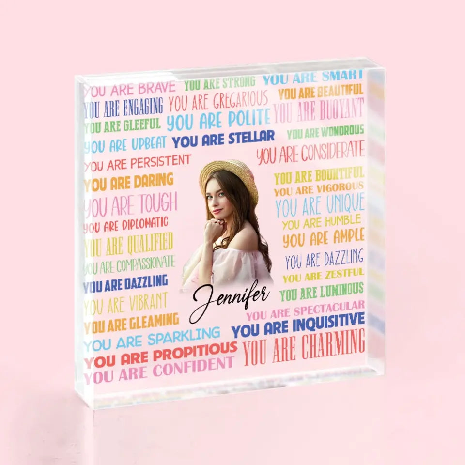 Encouraging Acrylic Plaque Birthday Gift for Girls Custom Name & Photo