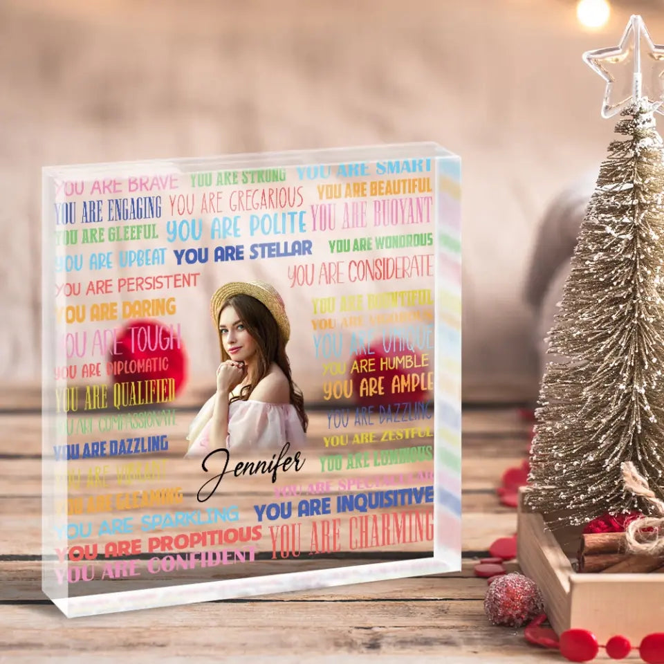 Encouraging Acrylic Plaque Birthday Gift for Girls Custom Name & Photo