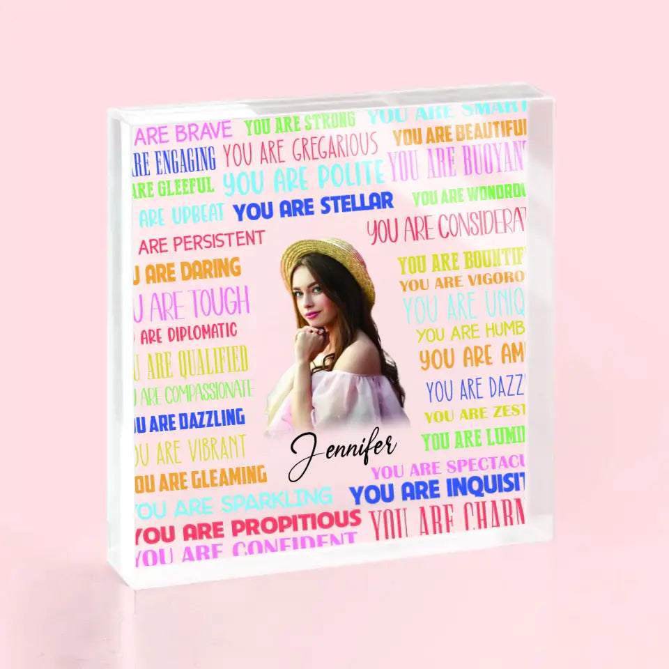 Encouraging Acrylic Plaque Birthday Gift for Girls Custom Name & Photo