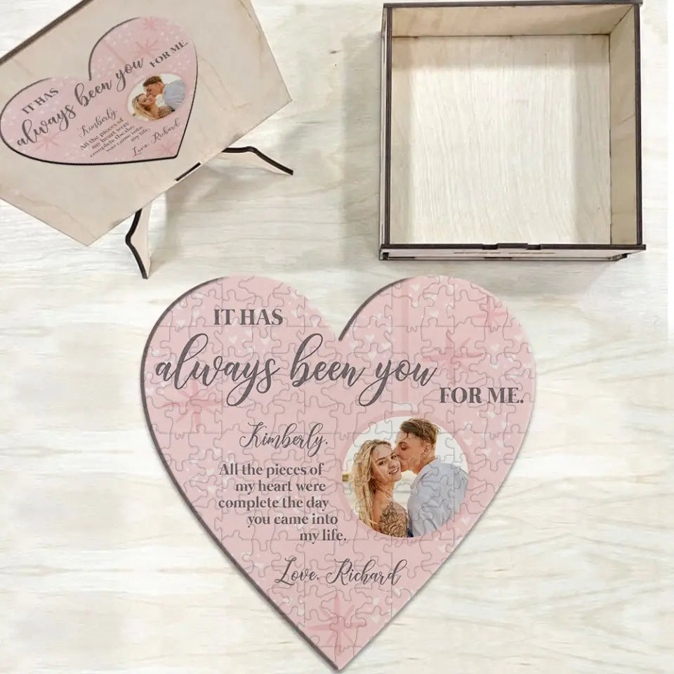 Personalized Valentine Gifts - It Has Always Been You for Me Puzzle Piece Sweet Anniversary Valentine Gift for Her Him