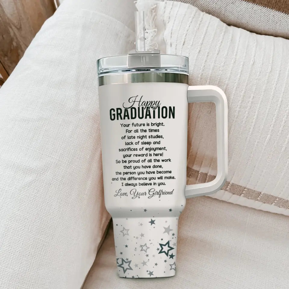 Graduation Gift for Boyfriend 40oz Tumbler Personalized Letter Name & Photo