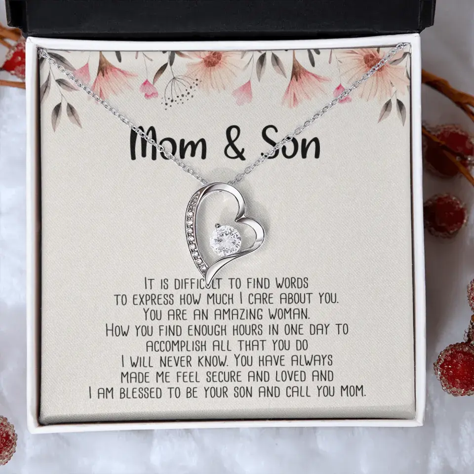 Mom & Son Message from Son to Mommy Necklace Gift for Mother's Day Birthday