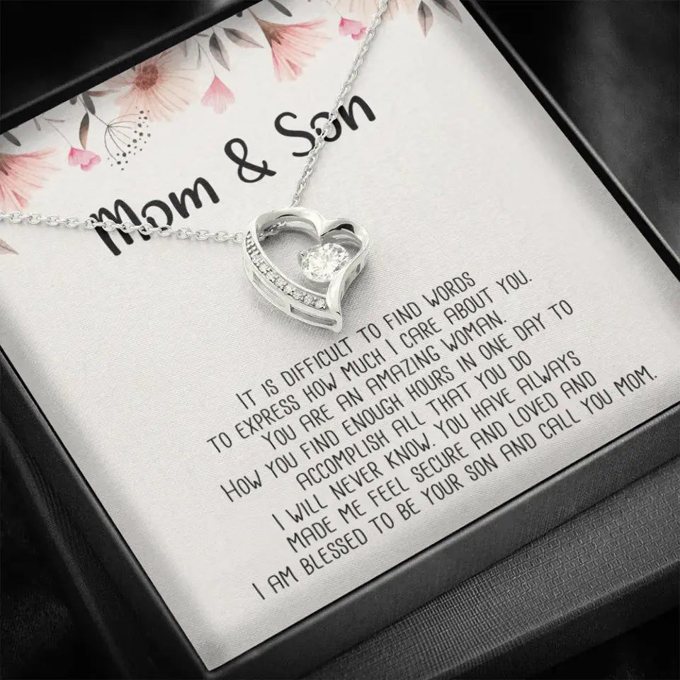 Mom & Son Message from Son to Mommy Necklace Gift for Mother's Day Birthday