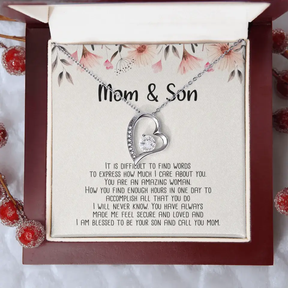 Mom & Son Message from Son to Mommy Necklace Gift for Mother's Day Birthday