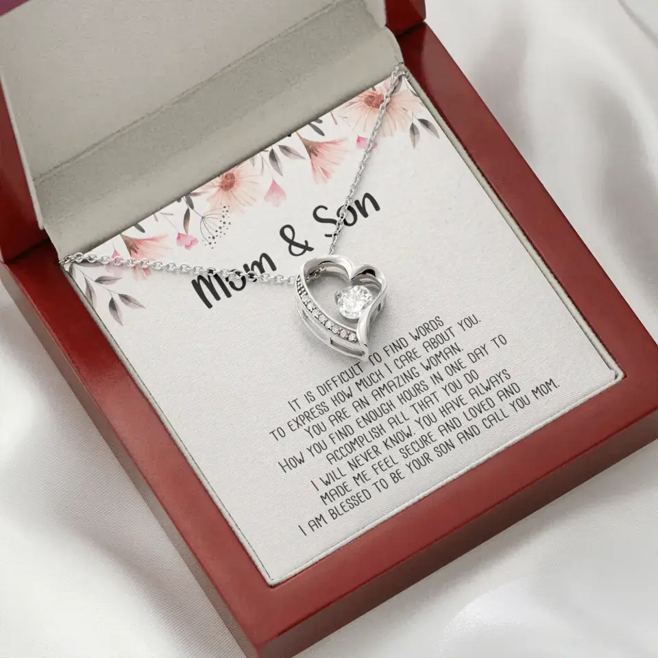 Mom & Son Message from Son to Mommy Necklace Gift for Mother's Day Birthday