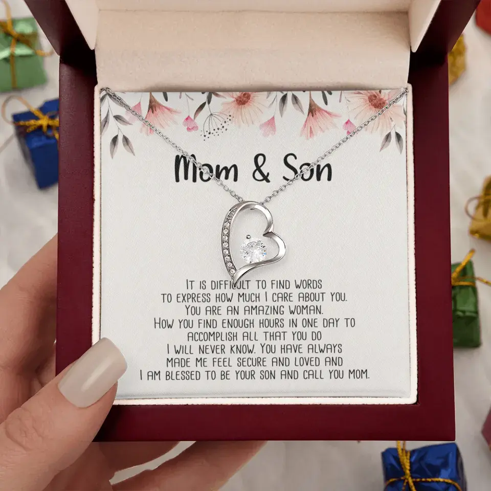 Mom & Son Message from Son to Mommy Necklace Gift for Mother's Day Birthday
