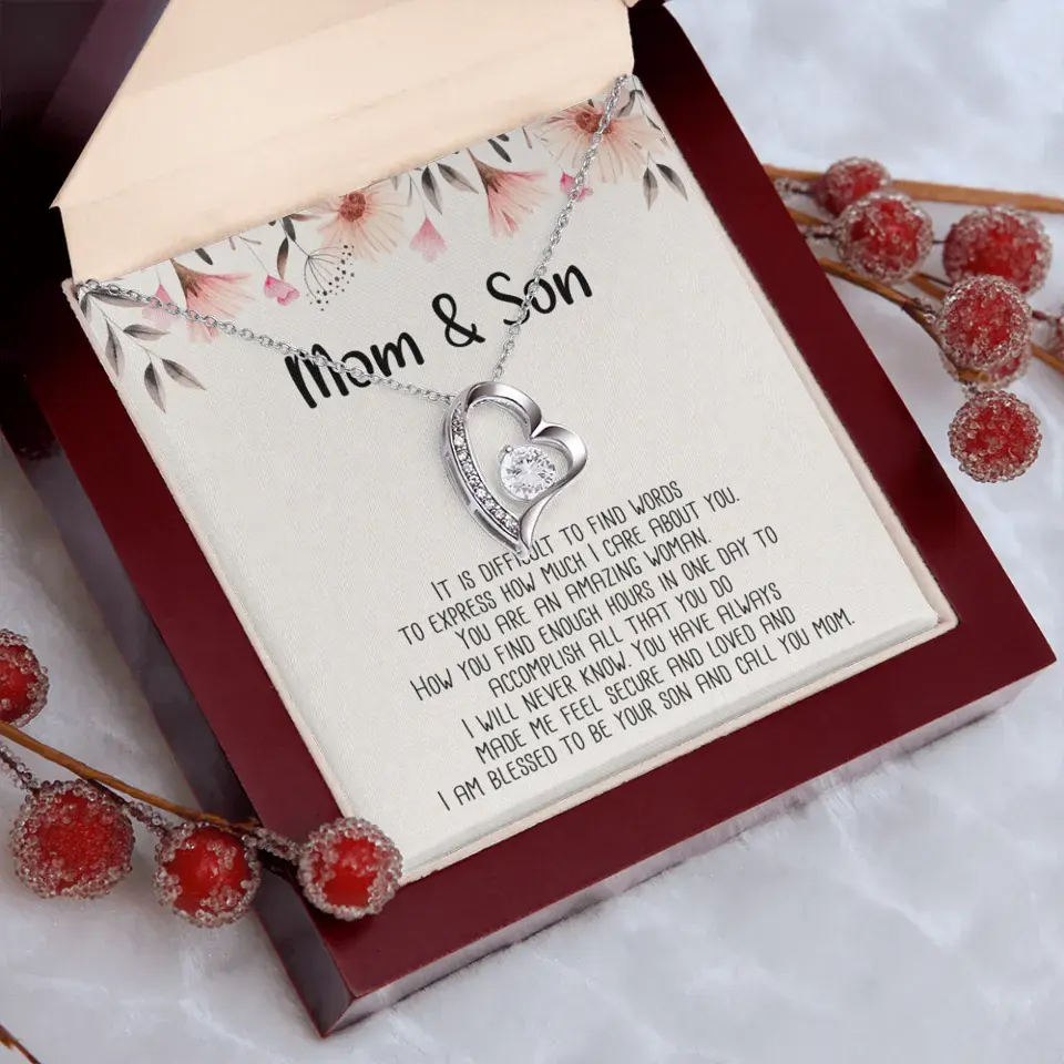 Mom & Son Message from Son to Mommy Necklace Gift for Mother's Day Birthday
