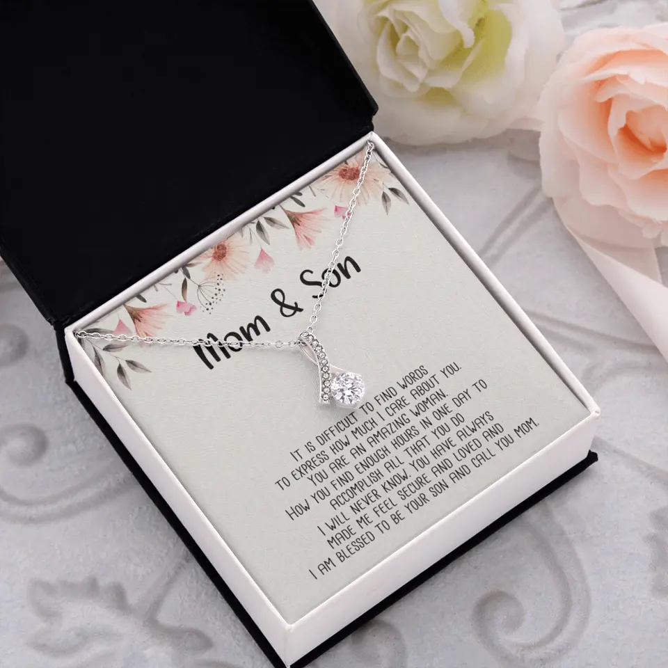 Mom & Son Message from Son to Mommy Necklace Gift for Mother's Day Birthday