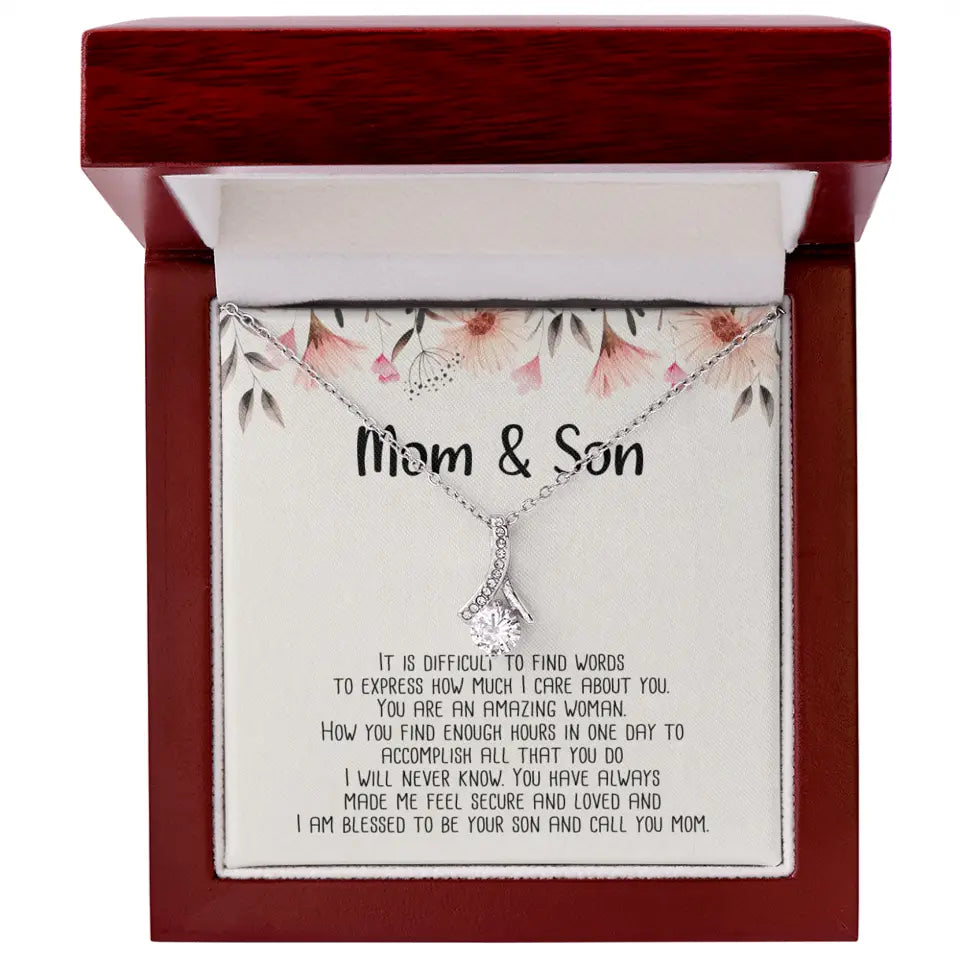Mom & Son Message from Son to Mommy Necklace Gift for Mother's Day Birthday