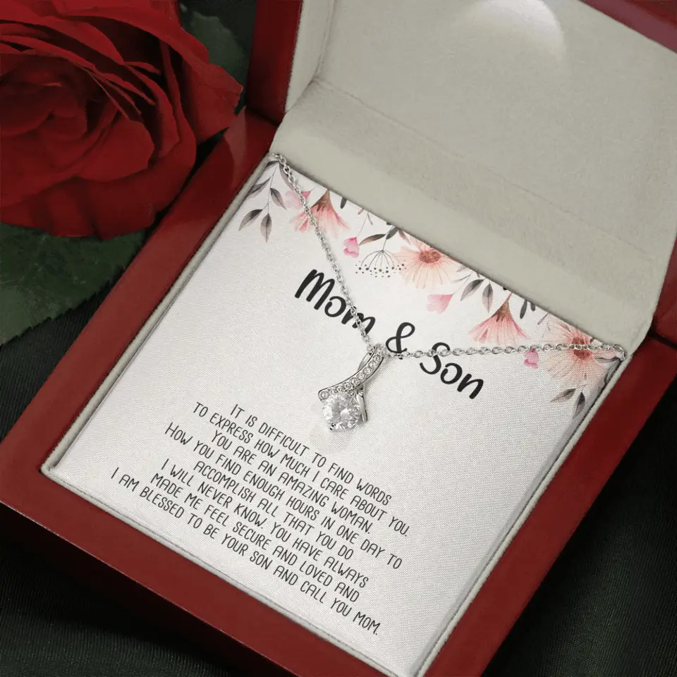 Mom & Son Message from Son to Mommy Necklace Gift for Mother's Day Birthday