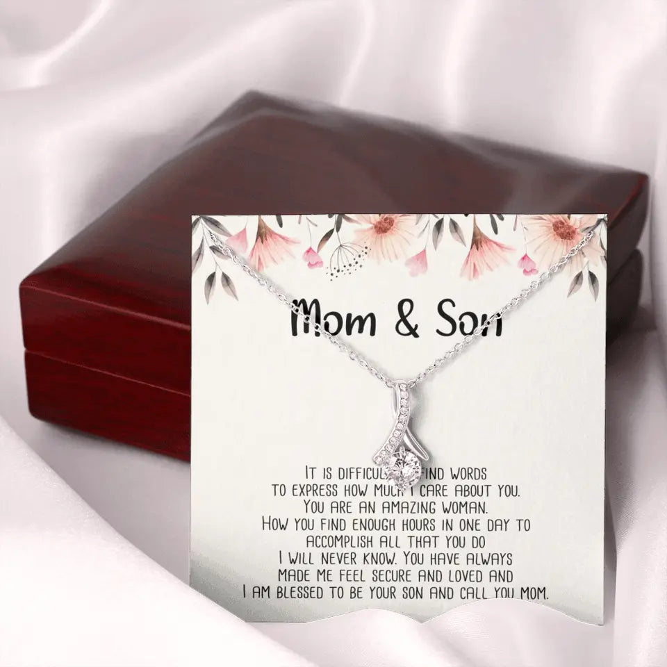 Mom & Son Message from Son to Mommy Necklace Gift for Mother's Day Birthday