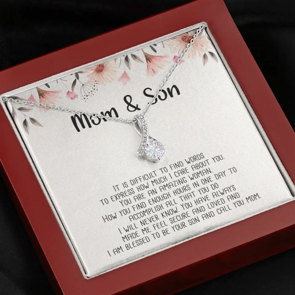 Mom & Son Message from Son to Mommy Necklace Gift for Mother's Day Birthday