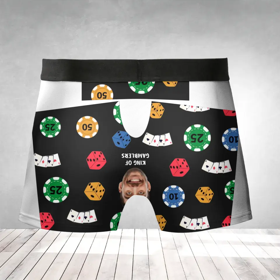 Funny Men Boxer with Face Gift for Guy Friends Husband Dad Gamblers