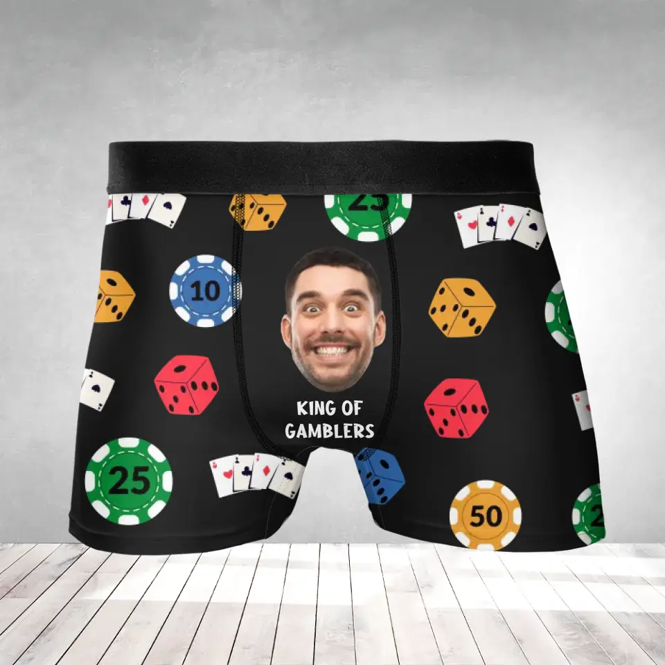 Funny Men Boxer with Face Gift for Guy Friends Husband Dad Gamblers