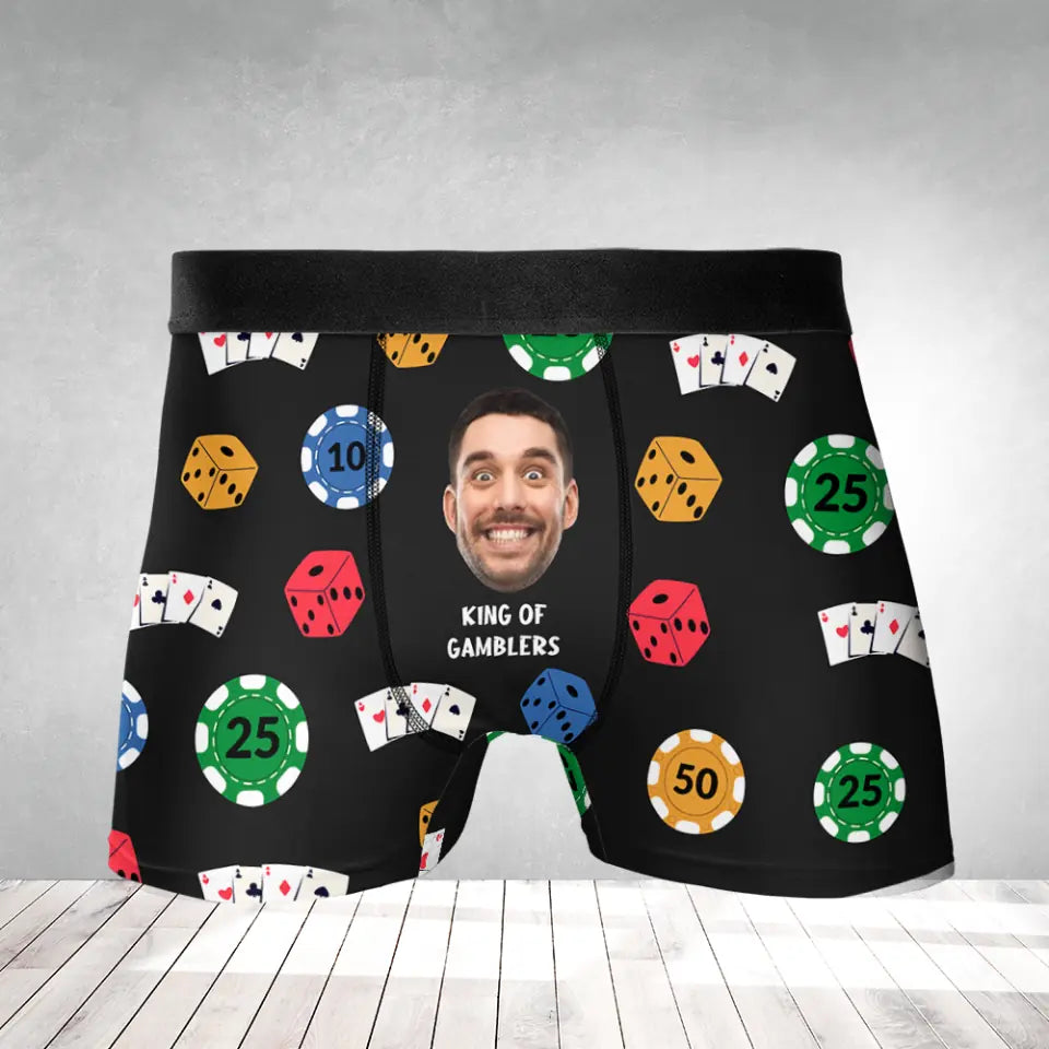 Funny Men Boxer with Face Gift for Guy Friends Husband Dad Gamblers