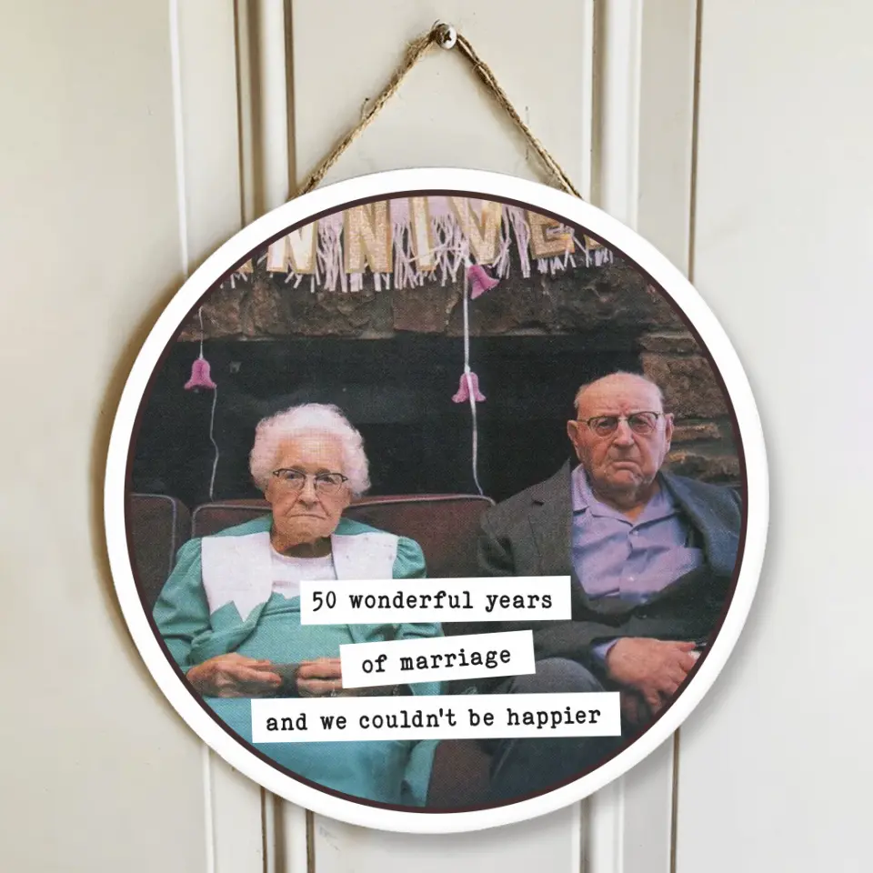 Couple Wooden Sign Funny Anniversary Gift for Parents Grandparents Round Wooden Sign