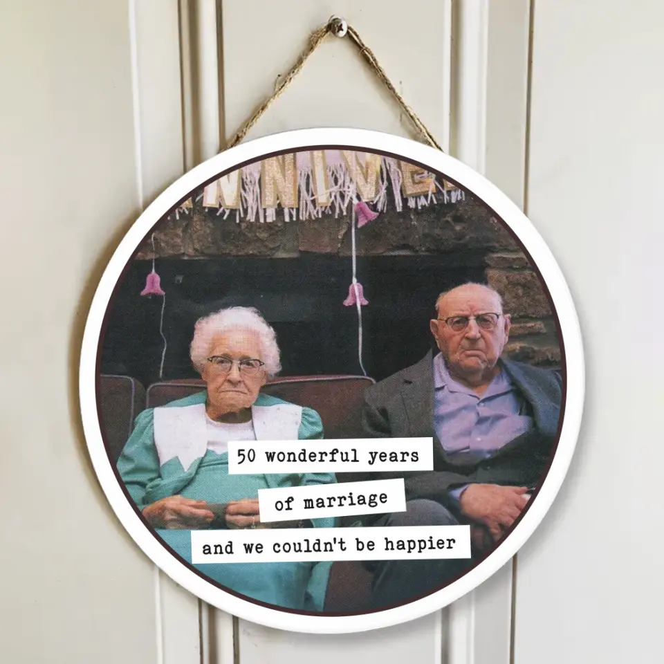 Couple Wooden Sign Funny Anniversary Gift for Parents Grandparents Round Wooden Sign