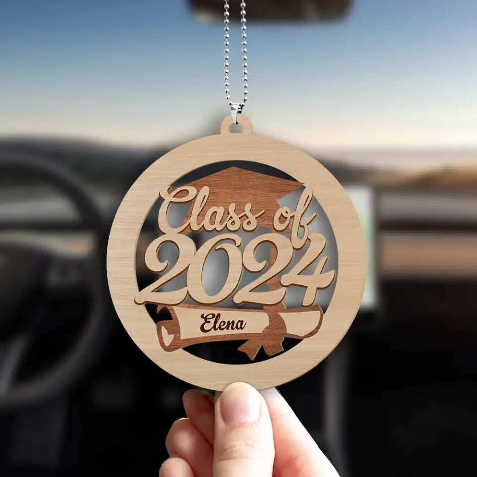 Class Of 2024 Ambitious Persevering Hard Working Flexible - Custom Name Wooden Ornament - Graduation Gifts | 306IHPNPOR627