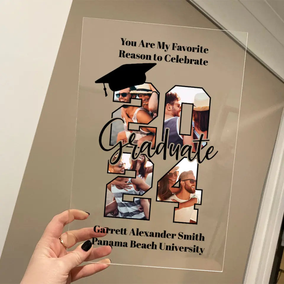You Are My Favorite Reason To Celebrate - Custom Photo Text Rectangle Acrylic Plaque - Graduation Gift For Boyfriend Girlfriend - 304IHPNPAP502