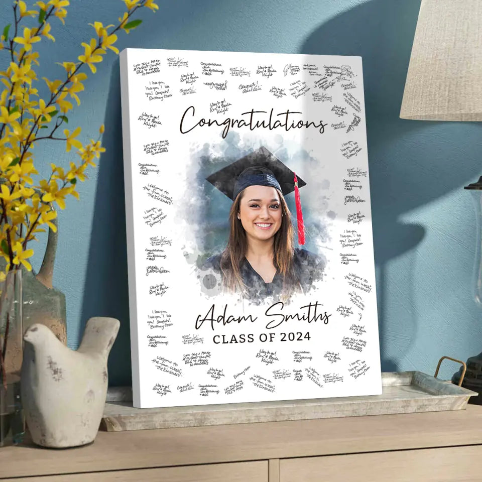 Congratulations 2024 Guest Artwork To Sign - Custom Canvas Poster - Graduation Gifts