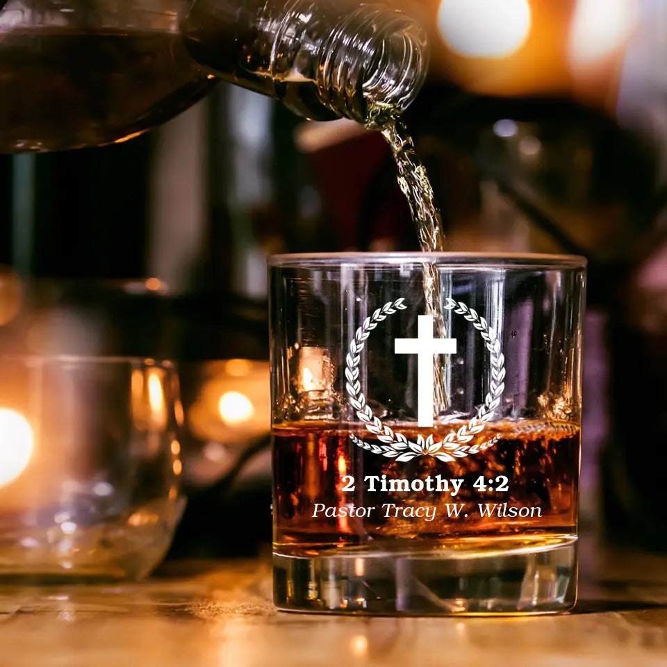 Personalized Bible Verse Bar Glass - Gift For Pastor - Christian Gift for Him