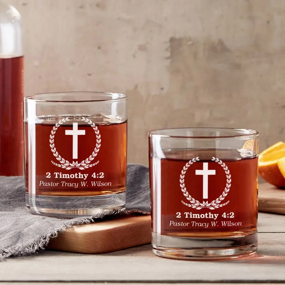 Personalized Bible Verse Bar Glass - Gift For Pastor - Christian Gift for Him