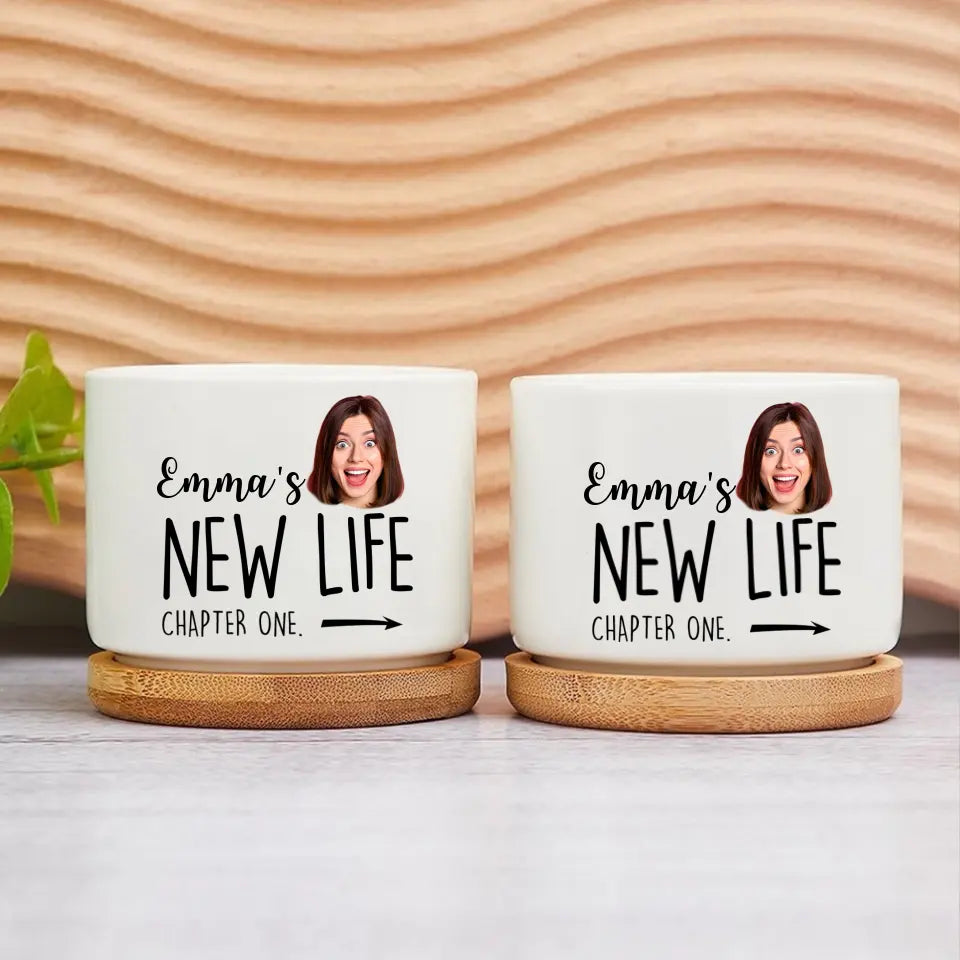 Divorce Gift Personalized Face & Name Ceramic Plant Pot