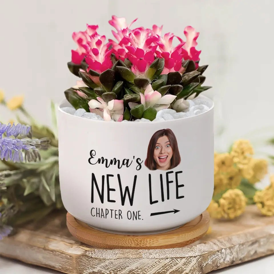 Divorce Gift Personalized Face & Name Ceramic Plant Pot