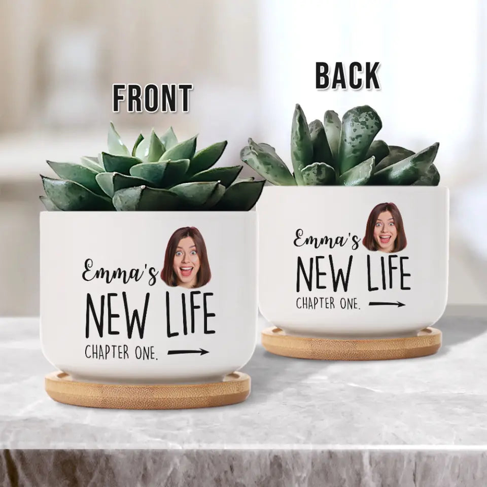 Divorce Gift Personalized Face &amp; Name Ceramic Plant Pot