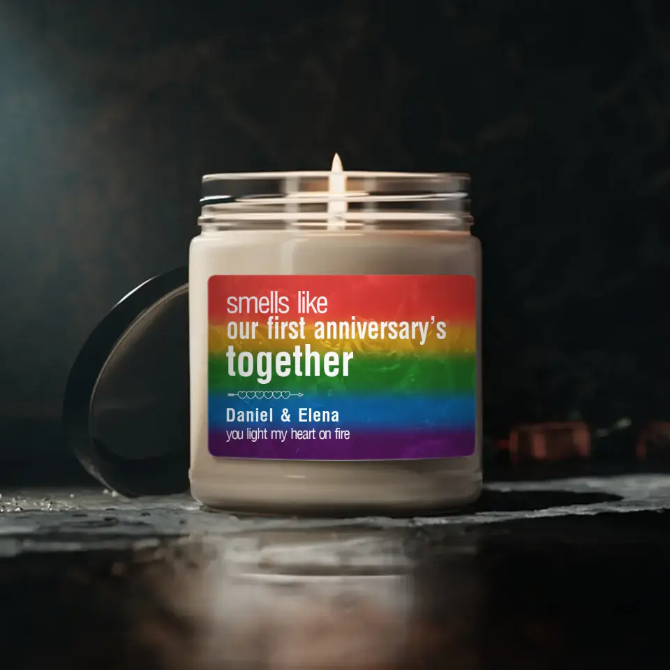 Smells Like Our First Anniversary&#39;s Together Personalized Scented Candle