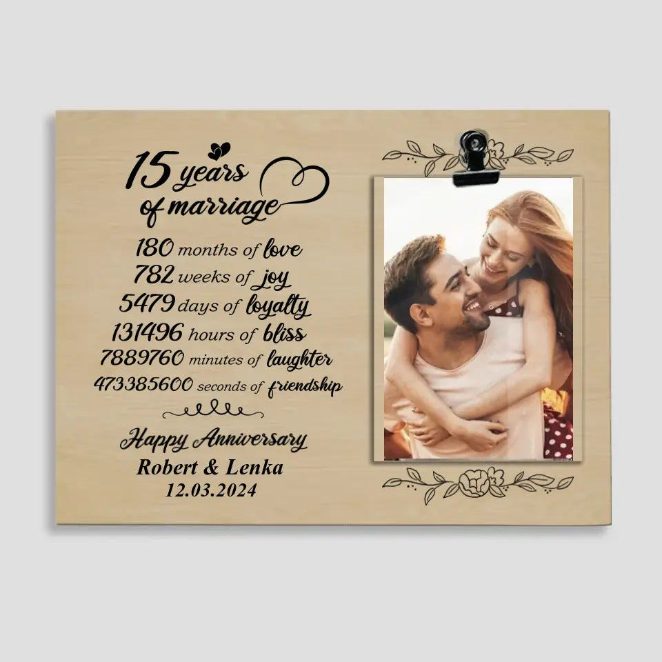 15 Years Of Marriage Happy Anniversary Photo Clip Frame