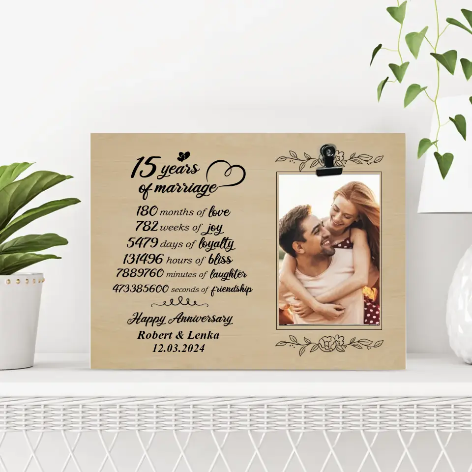 15 Years Of Marriage Happy Anniversary Photo Clip Frame