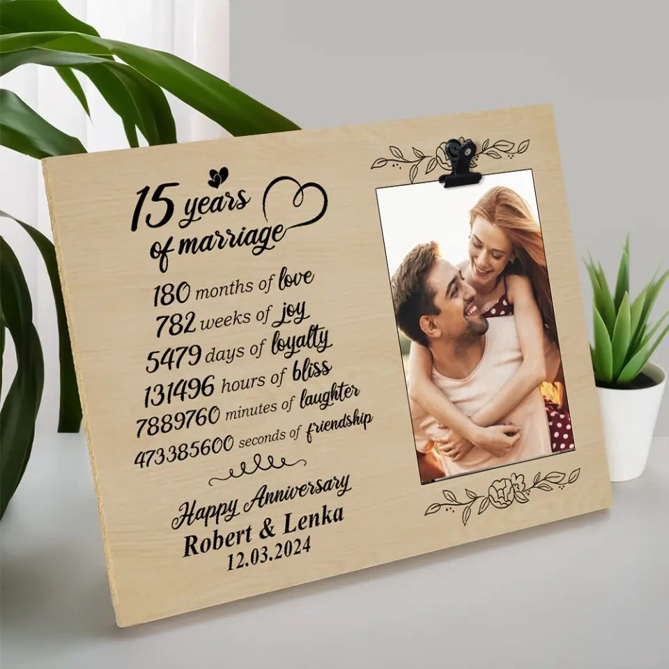 15 Years Of Marriage Happy Anniversary Photo Clip Frame