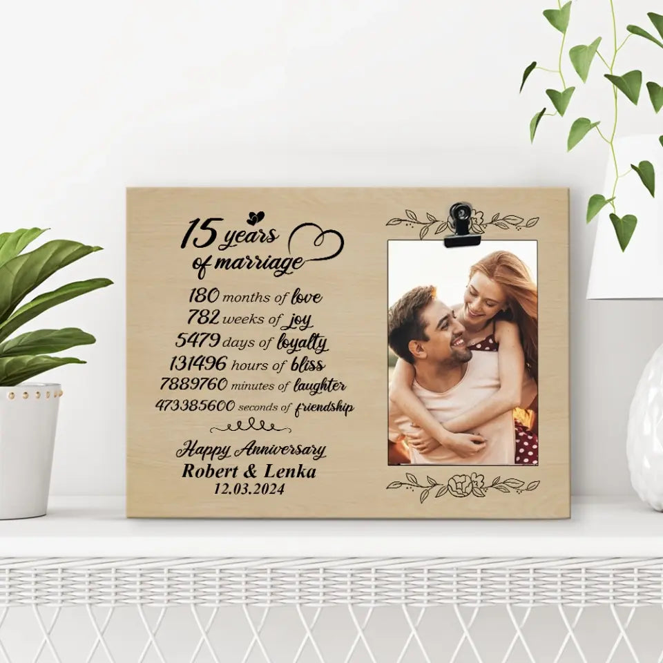 15 Years Of Marriage Happy Anniversary Photo Clip Frame