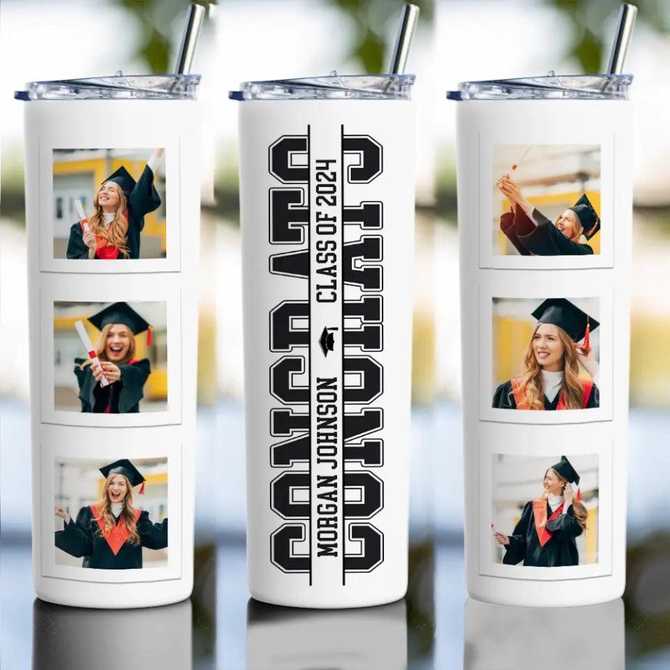 Congrats Class Of 2025 Upload Photo Skinny Tumbler
