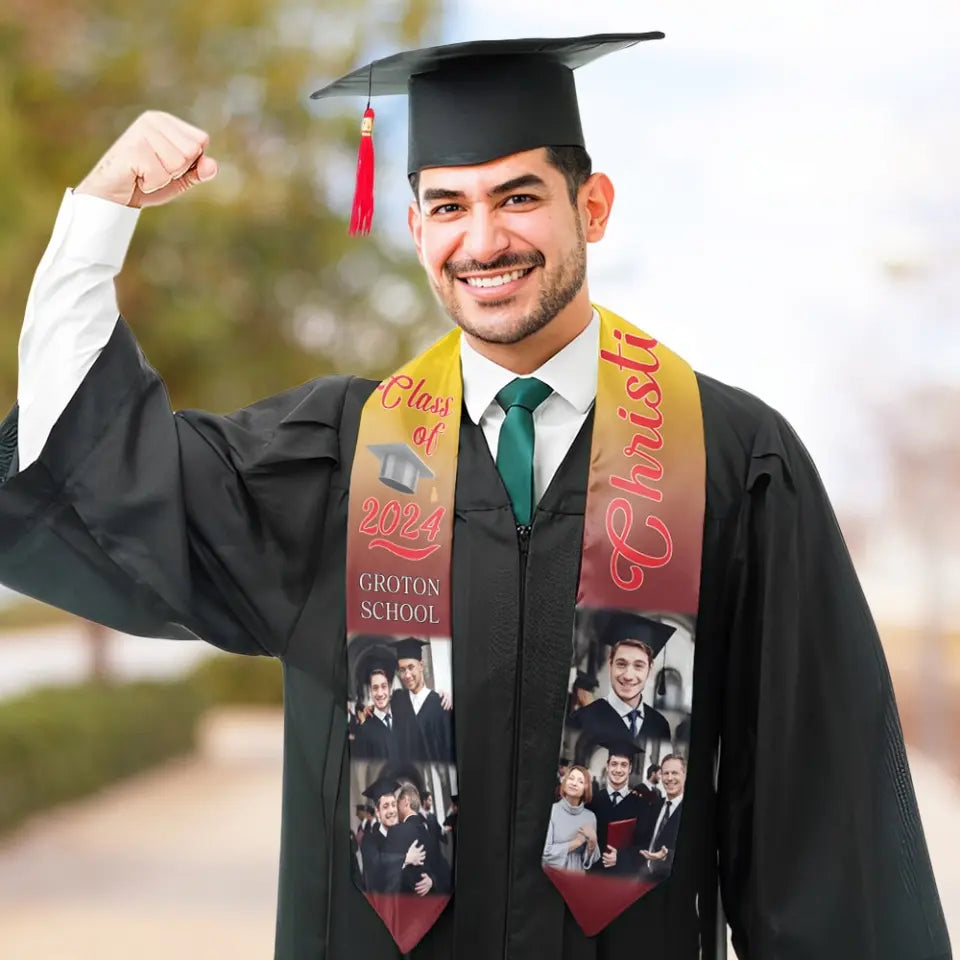 Class of 2025 - Custom Photo Stoles Sash - Graduation Gift For Daughter, Son or College Friends