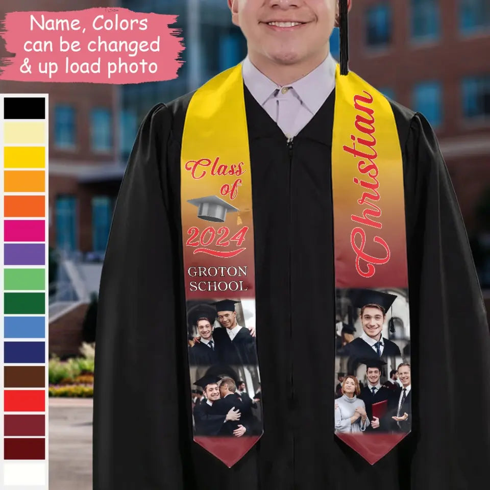 Class of 2025 - Custom Photo Stoles Sash - Graduation Gift For Daughter, Son or College Friends