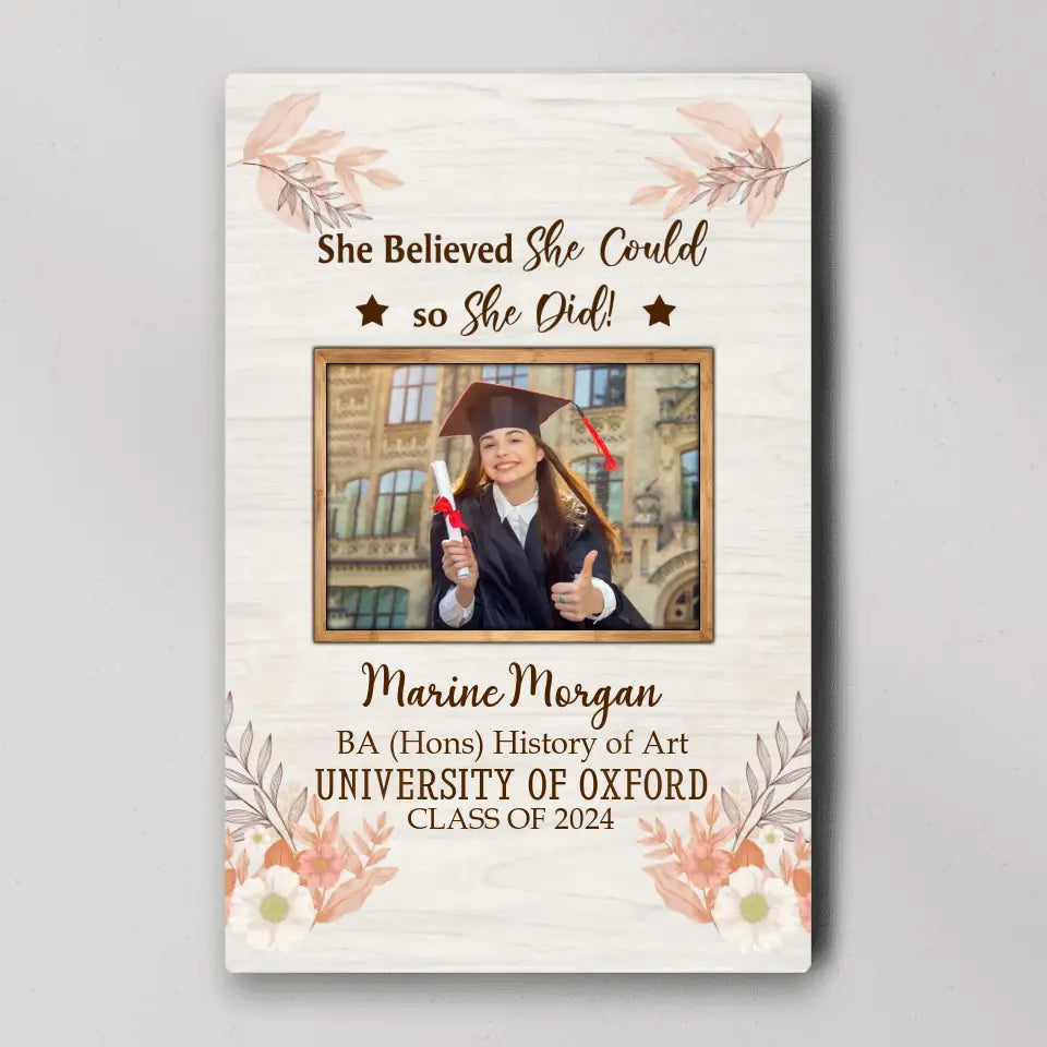 She Believed She Could So She Did Personalized Canvas Poster